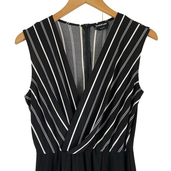 bebe Jumpsuit Black and White Striped Trouser Leg Dressy REVOLVE Size 4 - Picture 4 of 9